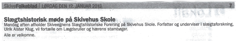 Skive Folkeblad d. 12. januar 2013.